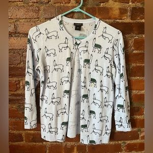 Light blue llama cardigan